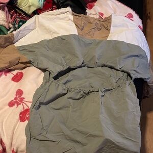 Zara Colorblock Dress - White, Tan, Gray